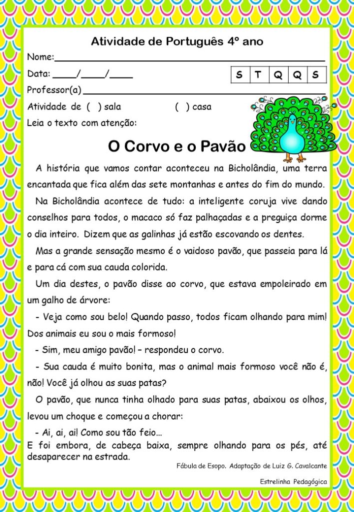 Atividades de Português - 4º ano e 5º ano