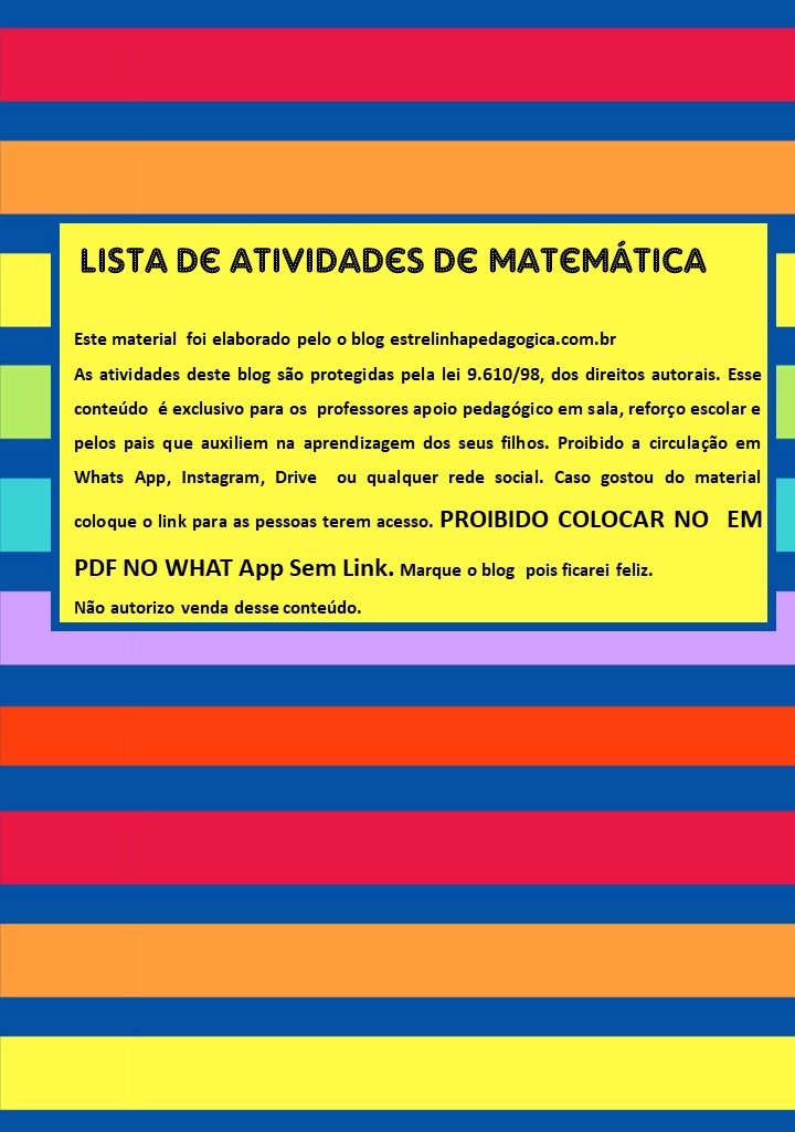 Lista de Atividades - Loja e Blog Estrelinha Pedagógica